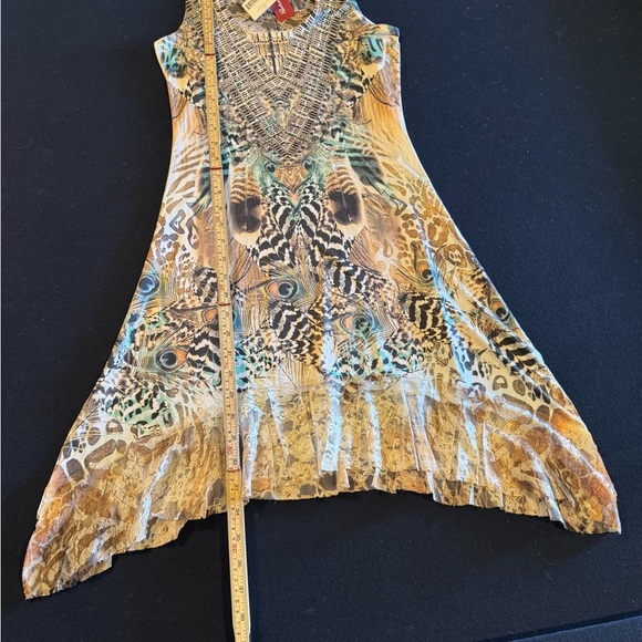 Panhandle Slim Jr Sleeveless Peacock Design lace hem Dress.  NWT Sized Small - Picture 2 of 6
